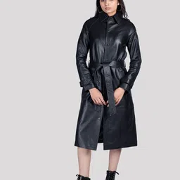 HUE & HIDE Leather Long Overcoat image 1