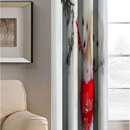 Aura White & Red Set of 2 Long Door Curtain image 4