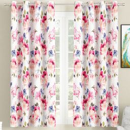 SEJ by Nisha Gupta Set of 2 Floral Eyelet Window Curtains - White-picture-6