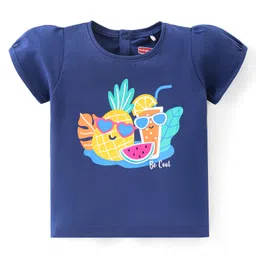 Babyhug Cotton Knit Half Sleeves Top with Pineapple  Graphics  - Navy Blue-picture-11
