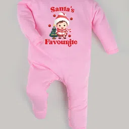 FFlirtygo Christmas Theme Cotton Full Sleeves Santa Favourite Printed Romper - Pink-picture-15