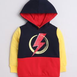 BUMZEE Fleece Knit Full Sleeves Cartoon Printed Hooded Sweatshirt - Multicolor-picture-8