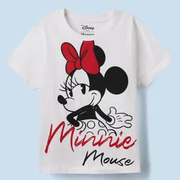 HoneyHap Disney Single Jersey Knit Half Sleeves Shorts Night SuitWith Minnie Mouse Family Graphics - White & Pink image 2