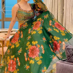 Piludi Embellished Mirror Work Semi-Stitched Lehenga & Unstitched Blouse With Dupatta-picture-15
