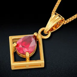 Joyalukkas 22KT Gold Gemstone Square Pendant -3.63 g-image-89