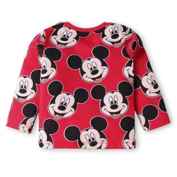 Babyhug Disney Single Jersey Knit Full Sleeves Night Suit With Mickey Mouse Print - Red image 3