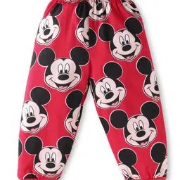 Babyhug Disney Single Jersey Knit Full Sleeves Night Suit With Mickey Mouse Print - Red image 4