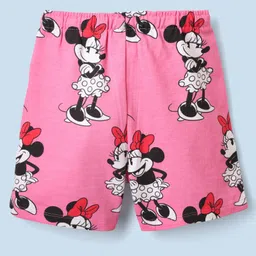 HoneyHap Disney Single Jersey Knit Half Sleeves Shorts Night SuitWith Minnie Mouse Family Graphics - White & Pink image 5