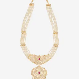 Kushal's Fashion Jewellery Gold-Plated Ruby & Zircon Studded Party Necklace image 2