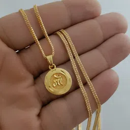 OM KRISHIV COLLECTION Gold Plated Circular Pendant With Chain image 2