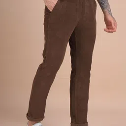 Crimsoune Club Men Printed Smart Slim Fit Corduroy Trousers image 2