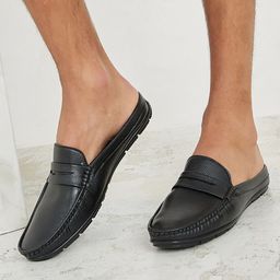 Styli Men Black Textured Penny Mules-picture-47