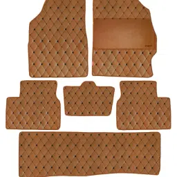 Elegant Luxury Leatherette Tan Carpet Car Mat Compatible With Mahindra Marazzo-picture-28
