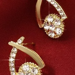 AKISON JEWELS Gold-Plated Artificial Stone Studs Earrings image 3