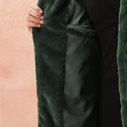 all about you Faux Fur Notched Lapel Collar Front-Open Regular Fit Overcoat image 4