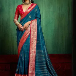 Meena Bazaar Ethnic Motifs Woven Design Zari Saree-picture-23