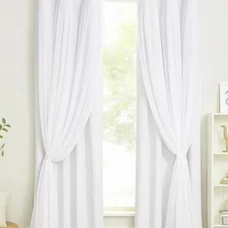 BFAM White Set of 2 Black Out Door Curtain-image-3