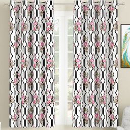 SEJ by Nisha Gupta Set of 2 Floral Eyelet Window Curtains - White-picture-11