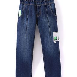 Little Kangaroos 100% Cotton Full Length Baggy Fit Jeans with Applique - Dark Blue-picture-42