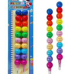 Parteet Smiley Stacking Pencils & Crayons 2 in 1 Kit - Multicolour-picture-10