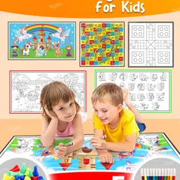 Toysire 3in1 Coloring MAT for Kids Reusable and Washable 3 Jumbo Size Big MATS with 12 Sketch Pen for Coloring, Doodle Mat for 3+ Age (Pack of 5)-image-1