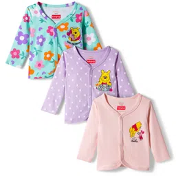 Babyhug Disney Interlock Knit Full Sleeves Jhablas with Winnie the Pooh Graphics Pack of 3 - Light Blue Lavender & Pink-picture-11