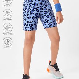Pine Active Super Stretch Knee Length Cycling Shorts With Animal Print - Blue-picture-15