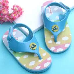 Babyoye Velcro Closure Flip Flop with Cloud Print - Light Blue-picture-12