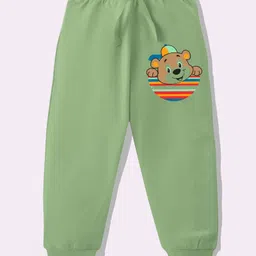 KAVEE Pure Cotton Knit Biowashed Full Length Cute Teddy Printed Lounge Pants - Olive Green-picture-25