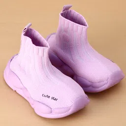 Cute Walk by Babyhug Casual Shoes Solid Color With Logo Print - Purple image 2