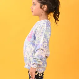 Anthrilo Full Sleeves Pastel Tie Dye Terry Sweatshirt - Ecru & Blue image 4