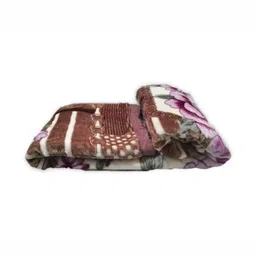 Signature Brown & Cream-Coloured Floral Heavy Winter 350 GSM Single Bed Blanket-image-8
