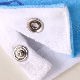 Babyhug Interlock Knit Half Sleeves Romper With Dino Print - White & Blue image 4