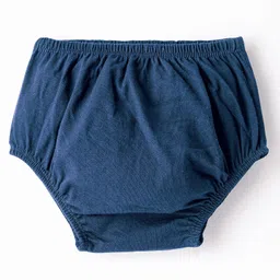 Babyhug Single Jersey Knit Sleeveless Solid Frock With Bloomer - Navy Blue image 4