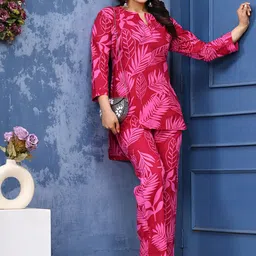 rf clothes Printed Pure Cotton Round Neck Tunic With Trousers Co-Ords Set image 5