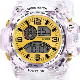 Hala Men Patterned Dial & Straps Digital Watch GOLD-TRANSPARENT image 3