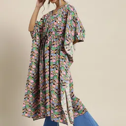 Sangria Gorgeous Green Cotton Kaftan Kurta image 4