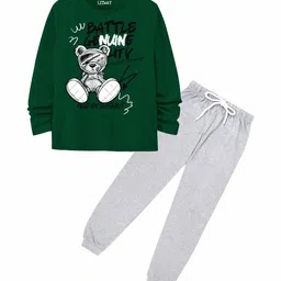 LITWAY Boys Printed Round Neck Pure Cotton Long Sleeves Sweatshirt With Joggers-image-50