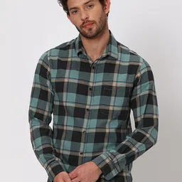 Mufti Slim Fit Checked Flannel Pure Cotton Casual Shirt image 2