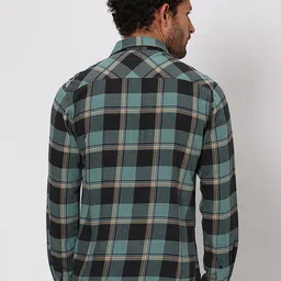 Mufti Slim Fit Checked Flannel Pure Cotton Casual Shirt image 5