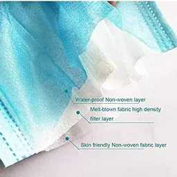 SRMD Non-Woven 3 Ply Face Mask Elastic Ear Loop Blue For Men and Women KR09 (Pack of 100 Piece) image 3
