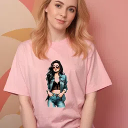 DressBerry Printed Round Neck Cotton T-shirt-image-96