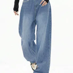 Aadvi Fashion Women Jean Wide Leg High-Rise Low Distress Light Fade Stretchable Jeans-image-99