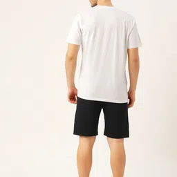 Style Quotient Men White & Black Solid Night Suit image 3