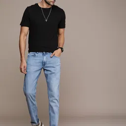 WROGN Men Slim Fit Heavy Fade Stretchable Mid-Rise Jeans image 5