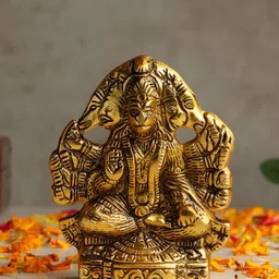 HABERE INDIA Gold-Toned Panchmukhi Hanuman Ji Idol Showpiece-image-38