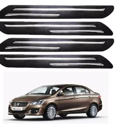 SCA Rubber Car Side Bumper Protector Guard with Double Chrome Strip for Maruti Suzuki Ciaz All Model Black (Set of 4)-picture-44