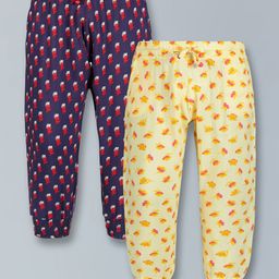 Plum Tree Combo Of 2 Floral Printed Pants - Yellow & Navy Blue-picture-31