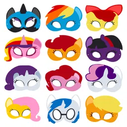 ZYOZI PONI Theme Birthday Masks, PONI Theme Masks for Kids, Multicolor-Pack Of 12-image-21