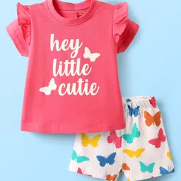 Babyhug Cotton Half Sleeves Night Suit With Alphabets Print - Multicolor-picture-12